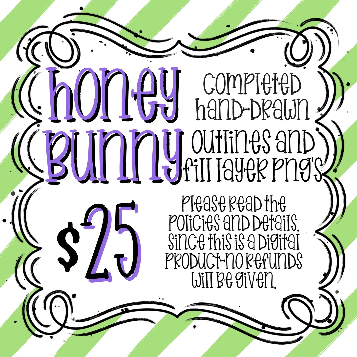 HONEY BUNNY ALPHA SET OUTLINE AND FILL LAYERS