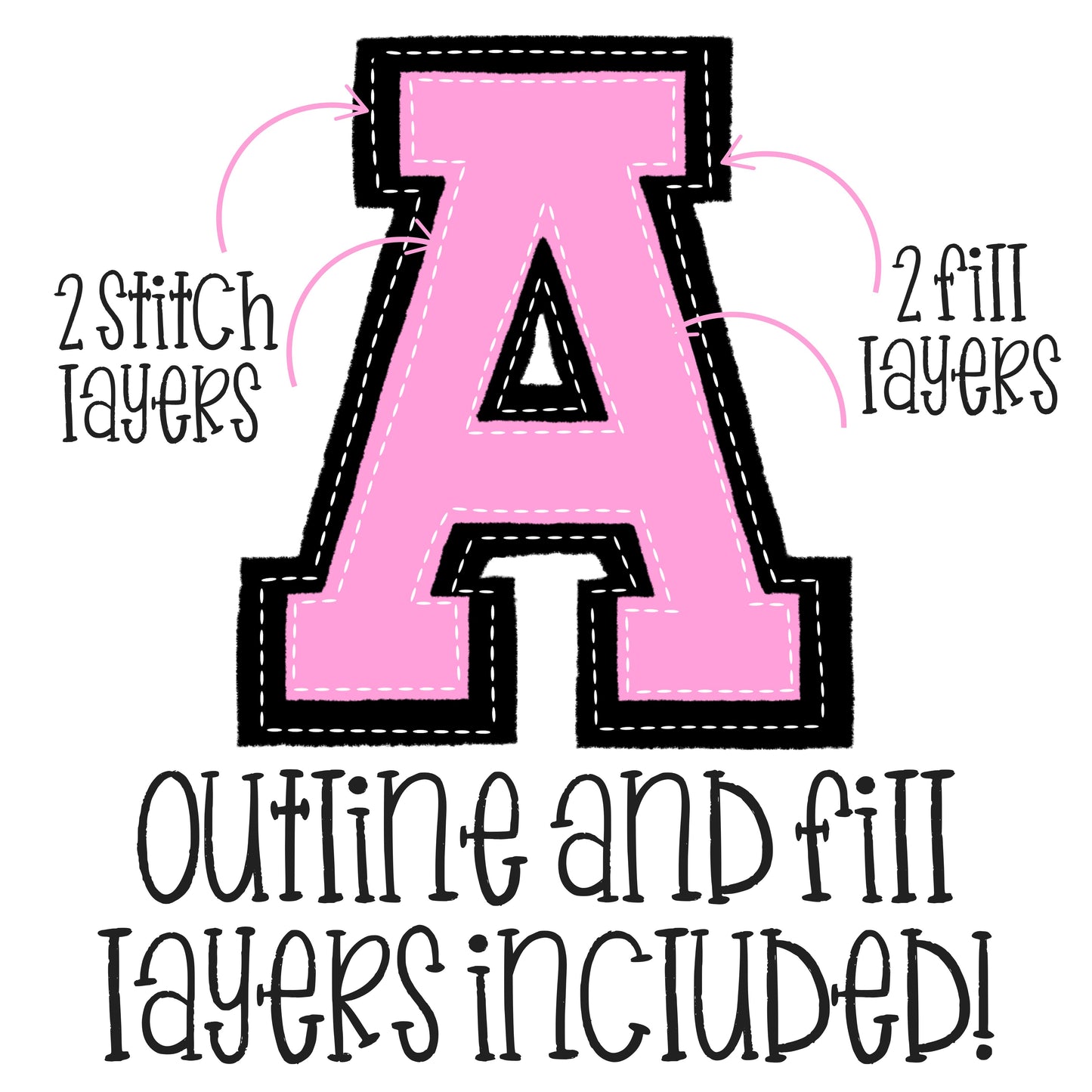 QUILT IT ALPHA SET OUTLINES AND FILL LAYERS