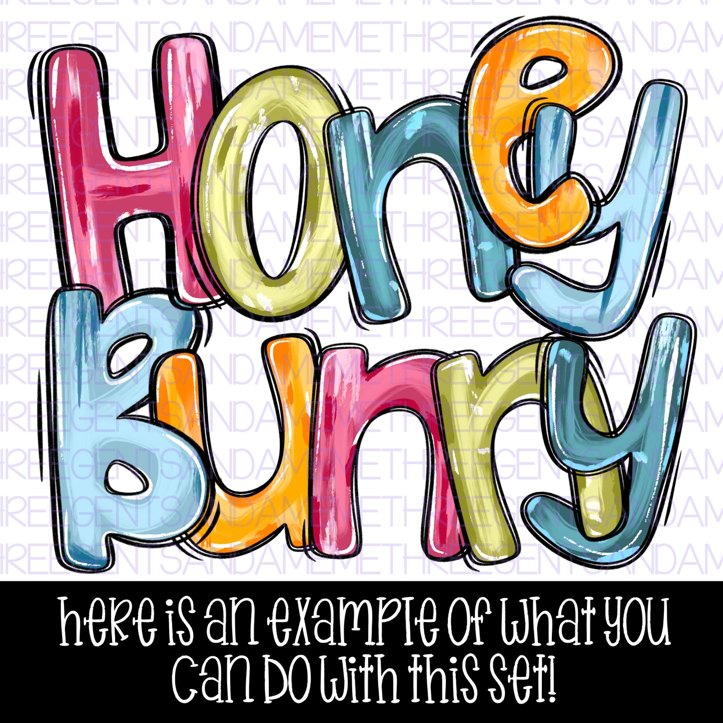 HONEY BUNNY ALPHA SET OUTLINE AND FILL LAYERS