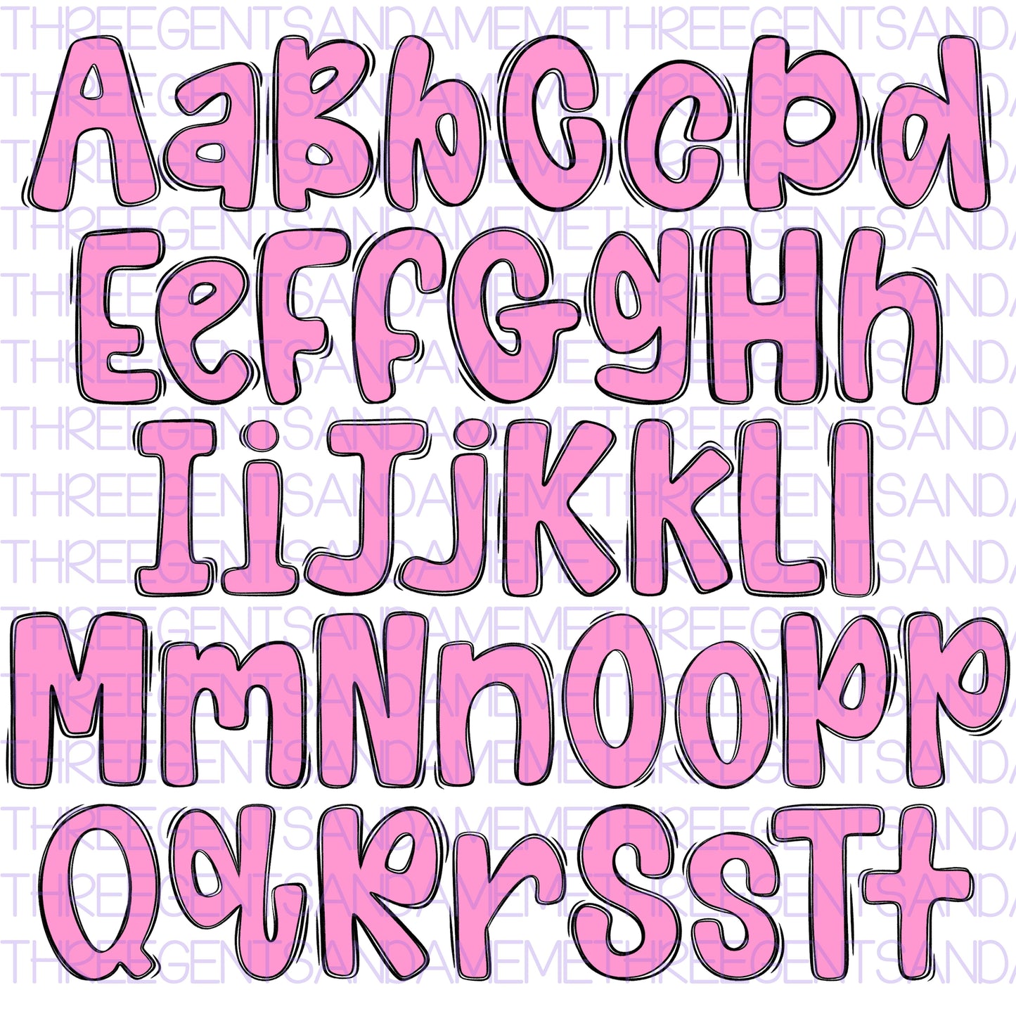 HONEY BUNNY ALPHA SET OUTLINE AND FILL LAYERS