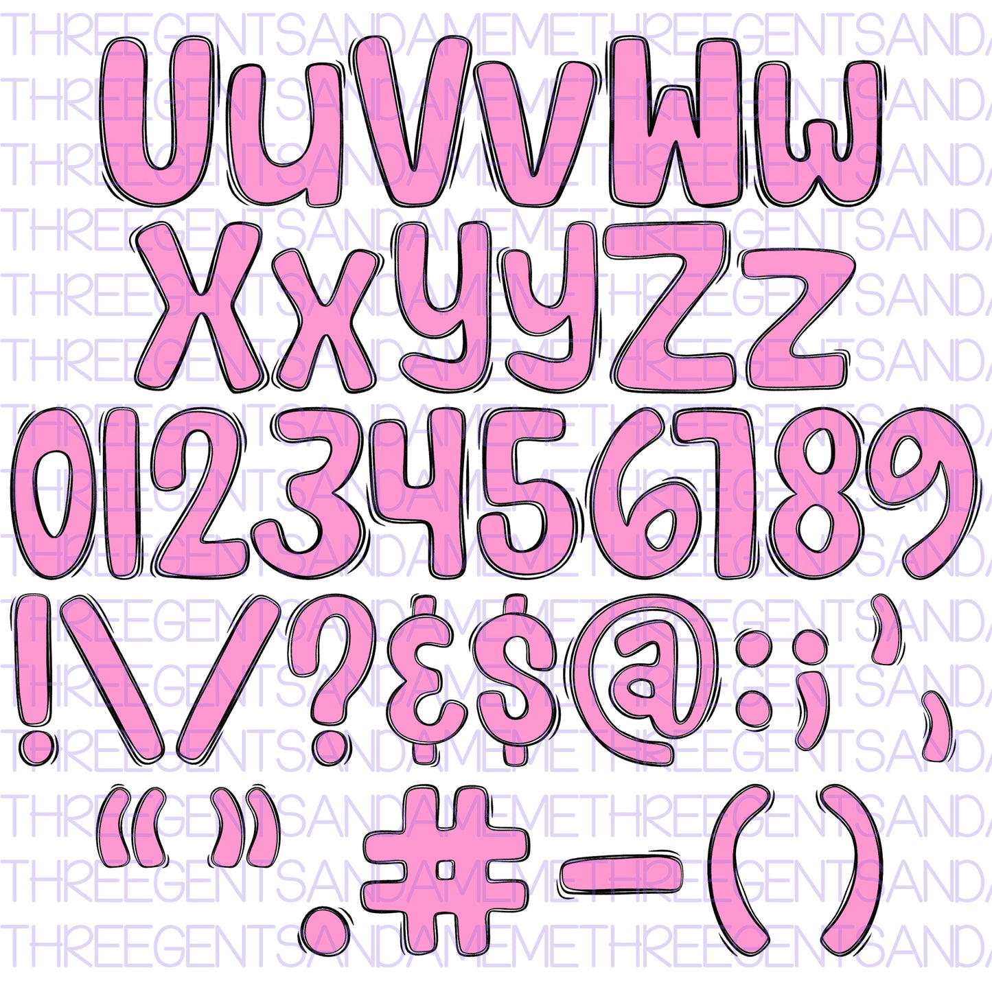 HONEY BUNNY ALPHA SET OUTLINE AND FILL LAYERS