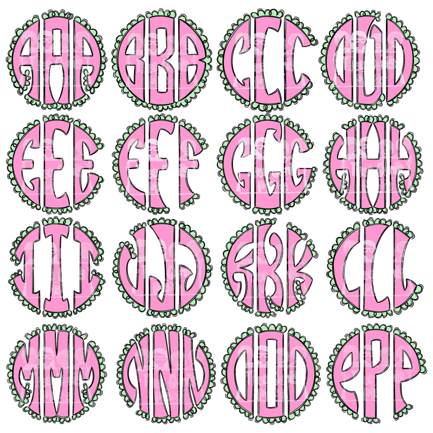 SEASHELL MONOGRAM ALPHA AND FILL LAYERS