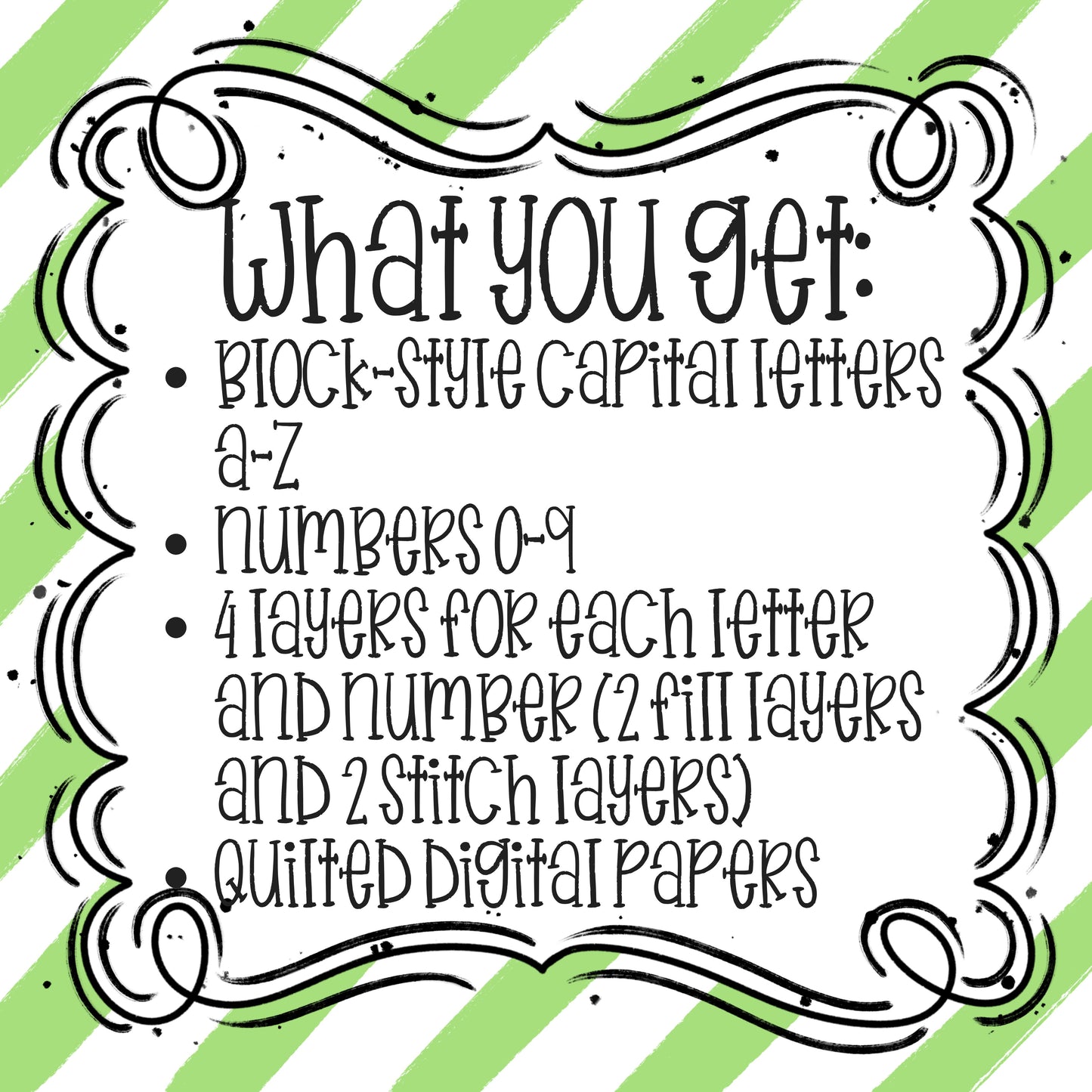 QUILT IT ALPHA SET OUTLINES AND FILL LAYERS