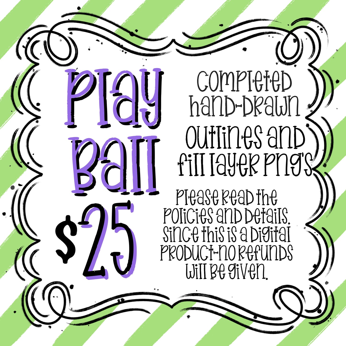 PLAY BALL ALPHA OUTLINE AND FILL LAYERS