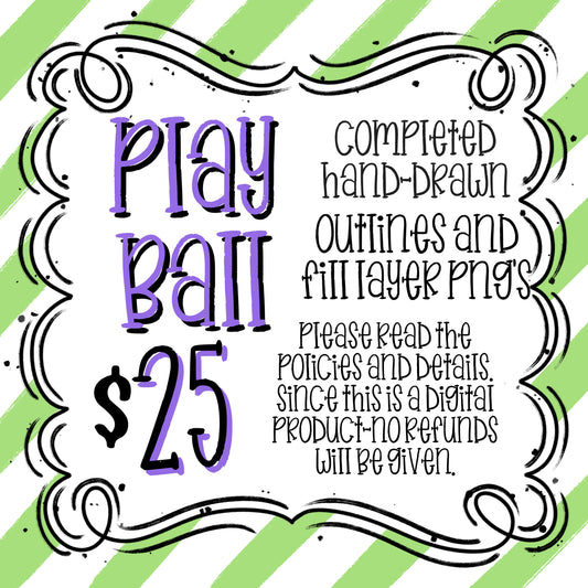 PLAY BALL ALPHA OUTLINE AND FILL LAYERS