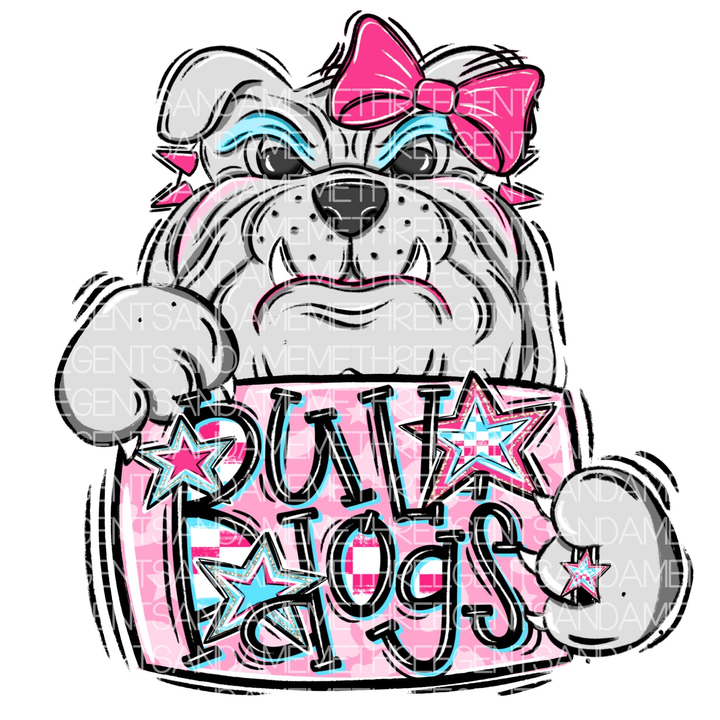 BULLDOGS WITH BOW PNG COMPLETED DESIGN