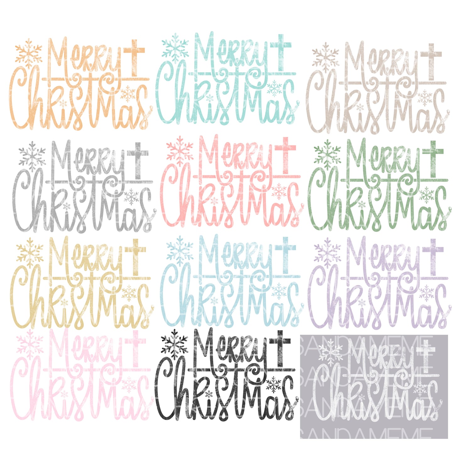 MERRY CHRISTMAS WITH CROSS PNG DESIGN