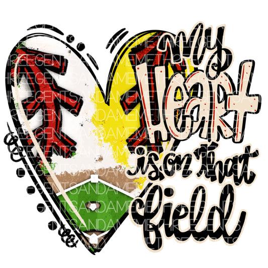 MY HEART IS ON THAT FIELD BASEBALL AND SOFTBALL PNG DESIGN