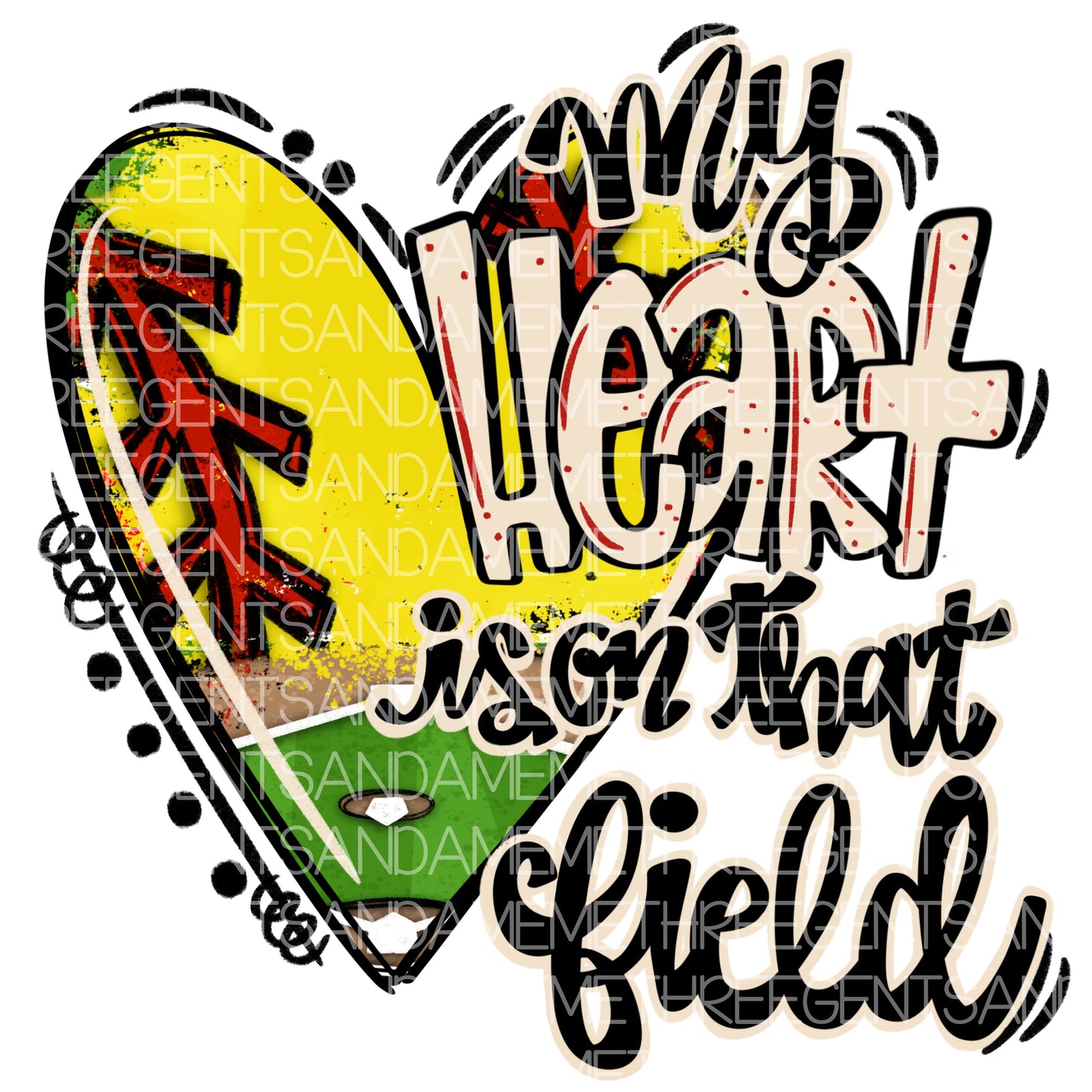 MY HEART IS ON THAT FIELD SOFTBALL PNG DESIGN