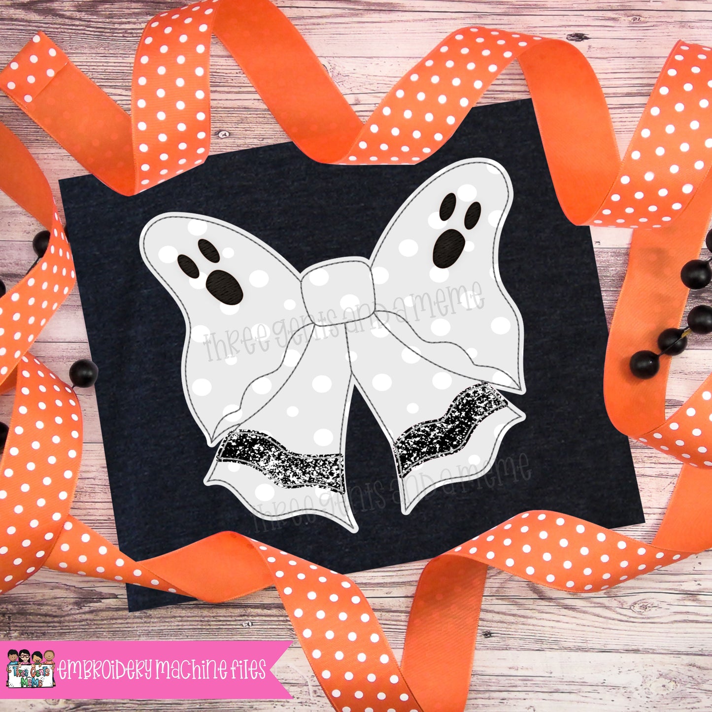 GHOST COQUETTE BOW EMBROIDERY MACHINE FILE