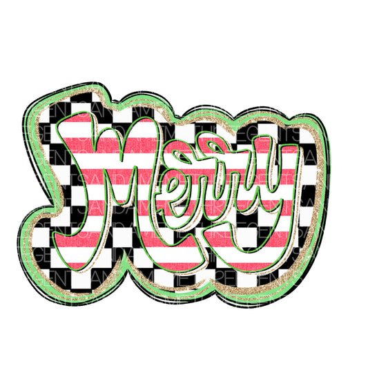 MERRY STRIPED WITH CHECKERBOARD PNG DESIGN