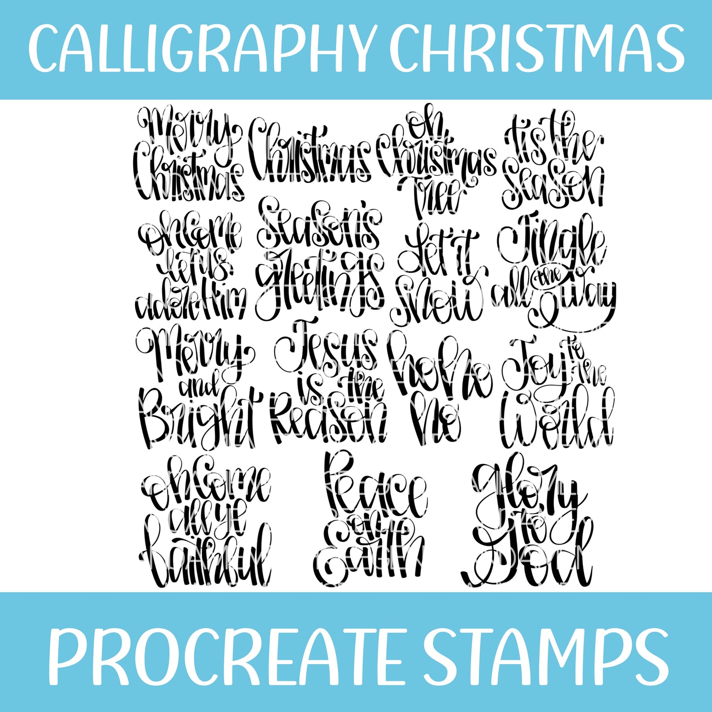 HANDWRITTEN CALLIGRAPHY CHRISTMAS PROCREATE STAMPS