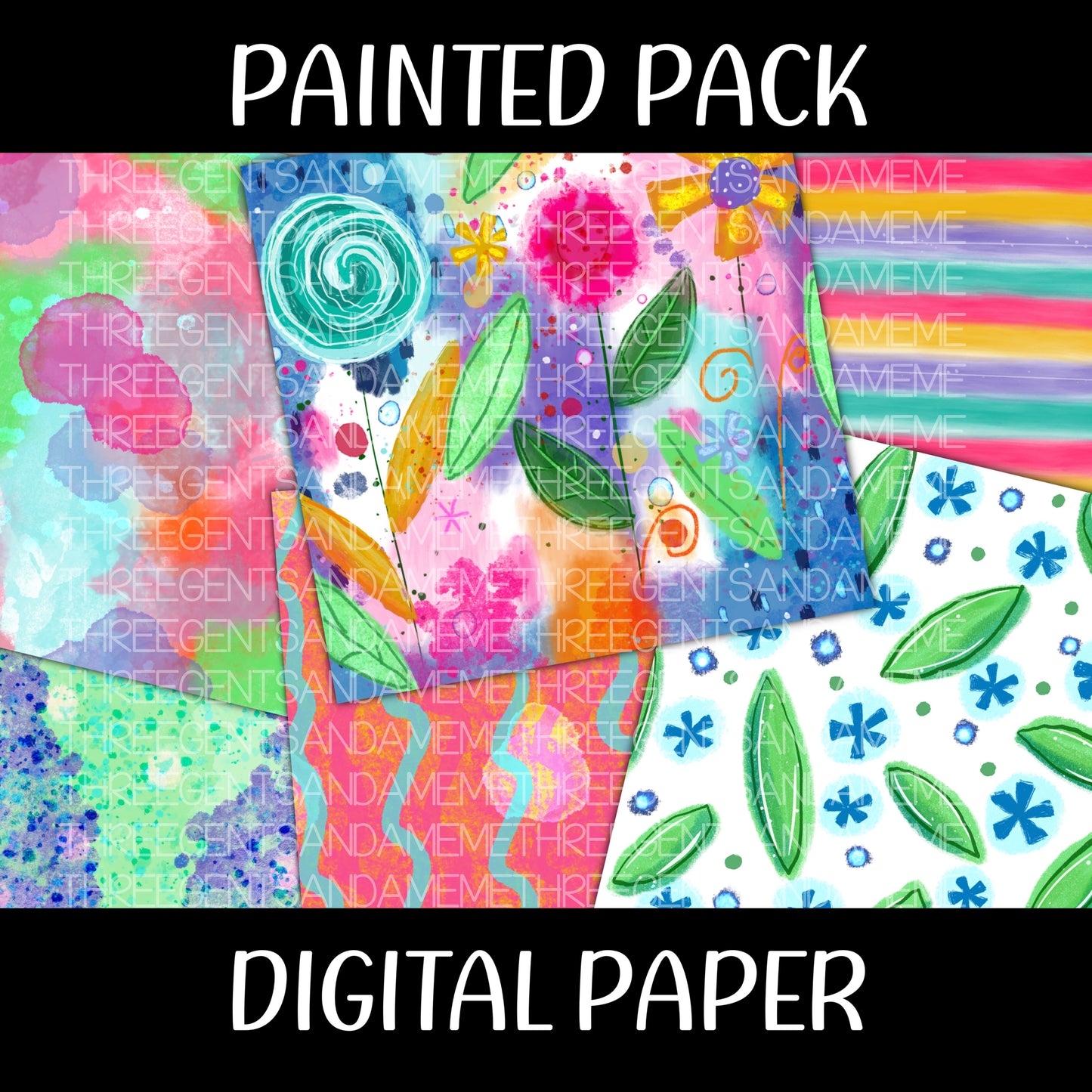 PAINTED PAPER SET (6 PAPERS)