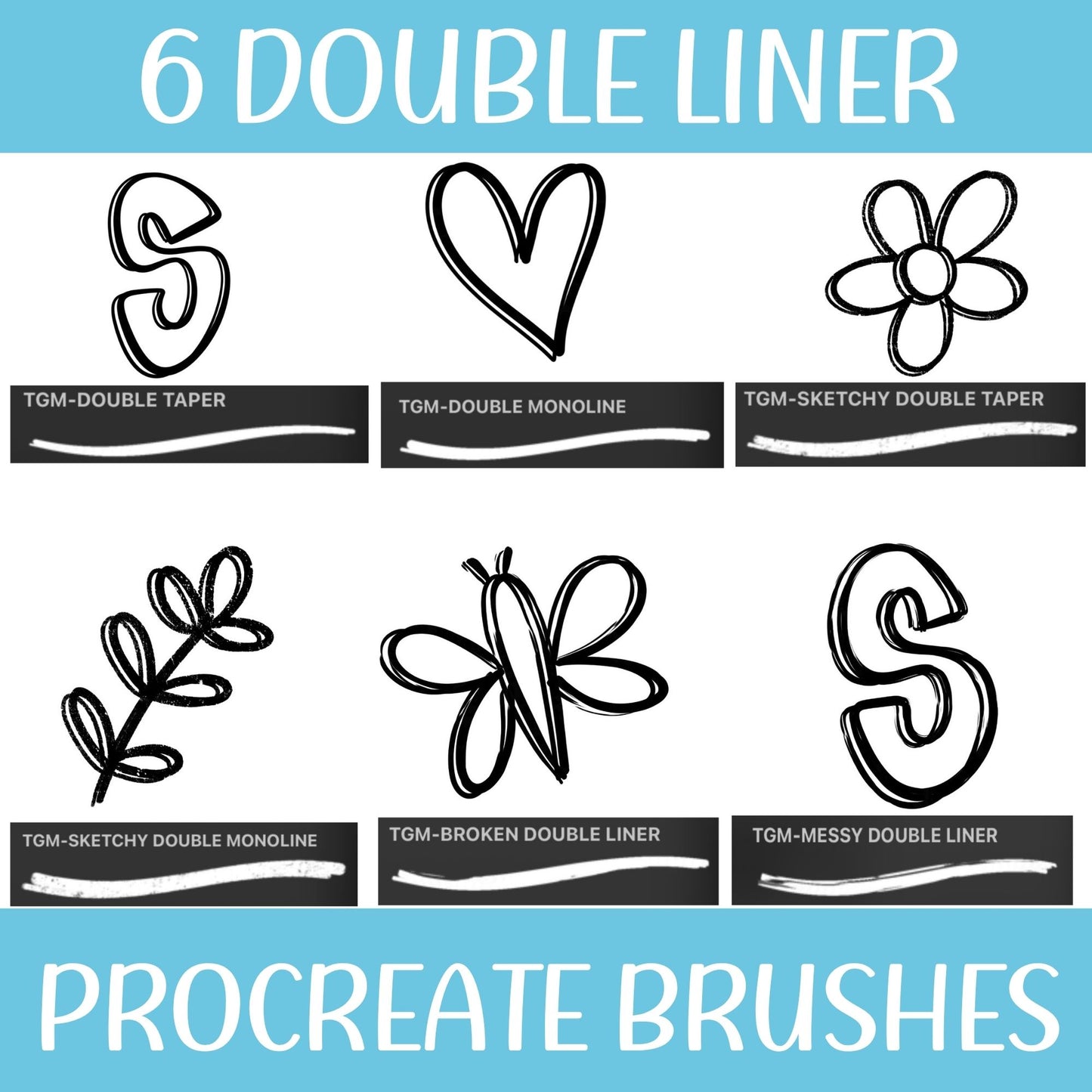 DOUBLE LINERS PROCREATE BRUSH SET