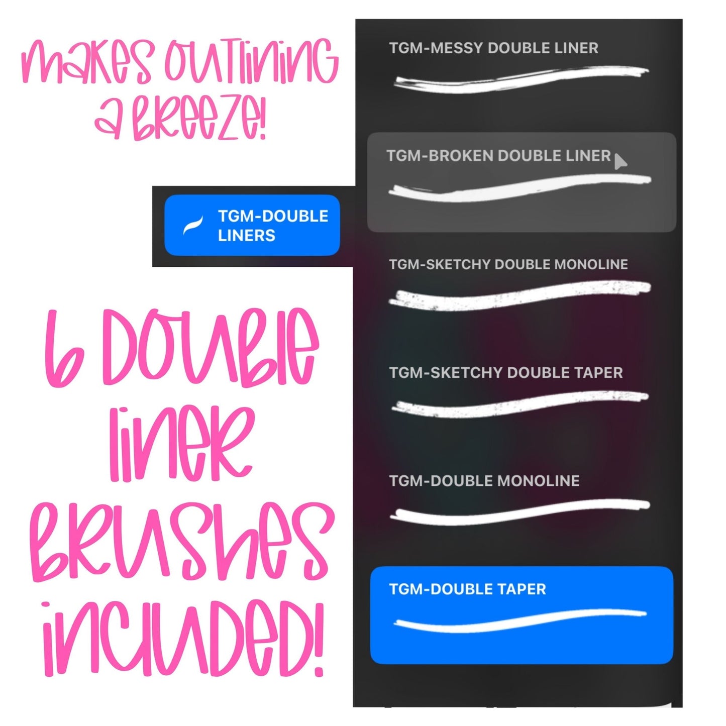 DOUBLE LINERS PROCREATE BRUSH SET