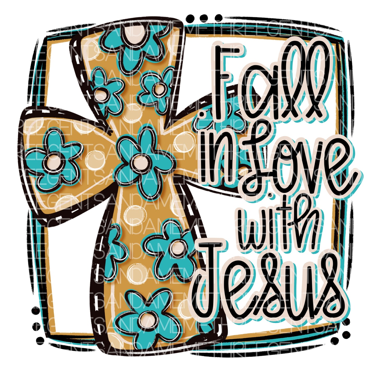 FALL IN LOVE WITH JESUS PNG DESIGN