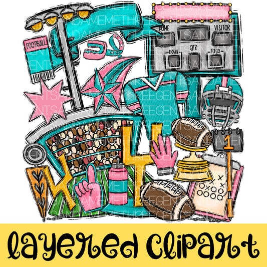 FOOTBALL LAYERED CLIPART COLLECTION