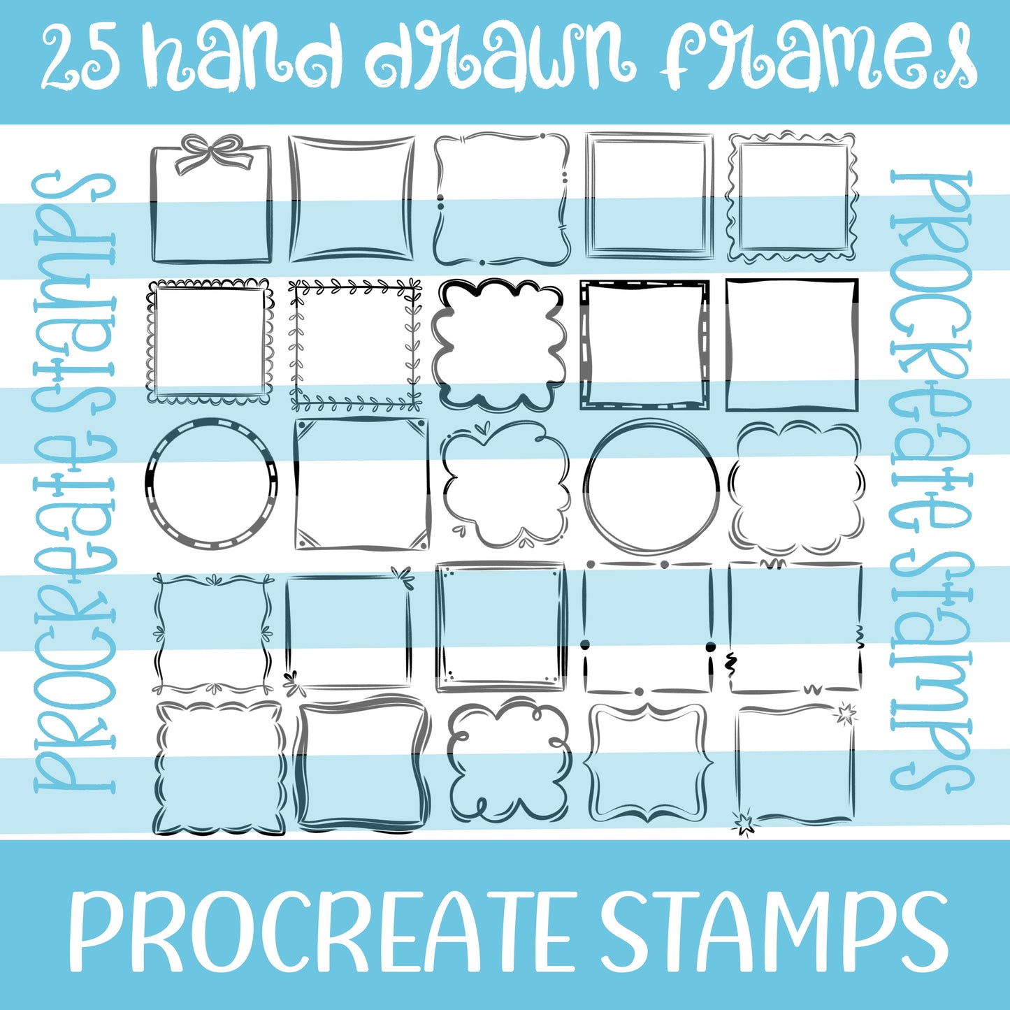 HAND DRAWN FRAME PROCREATE STAMPS