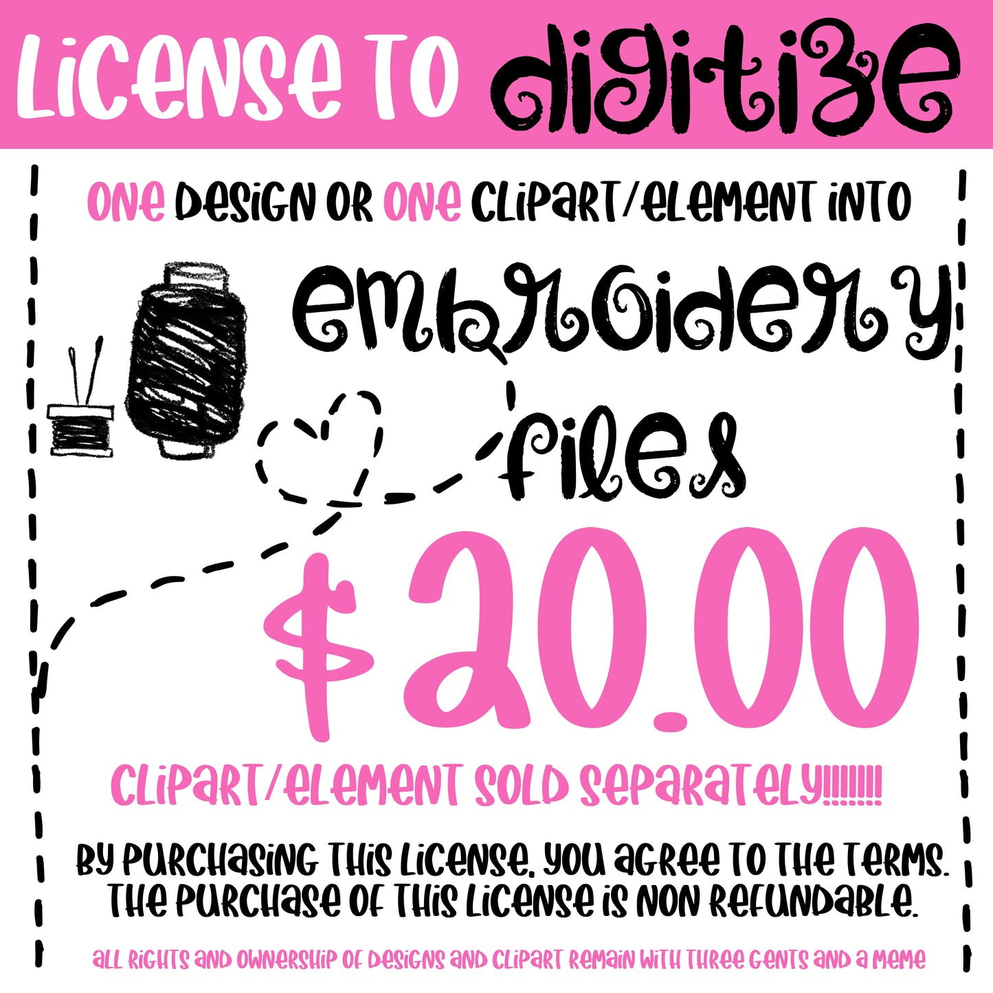 LICENSE TO DIGITIZE ONE DESIGN OR CLIPART ELEMENT