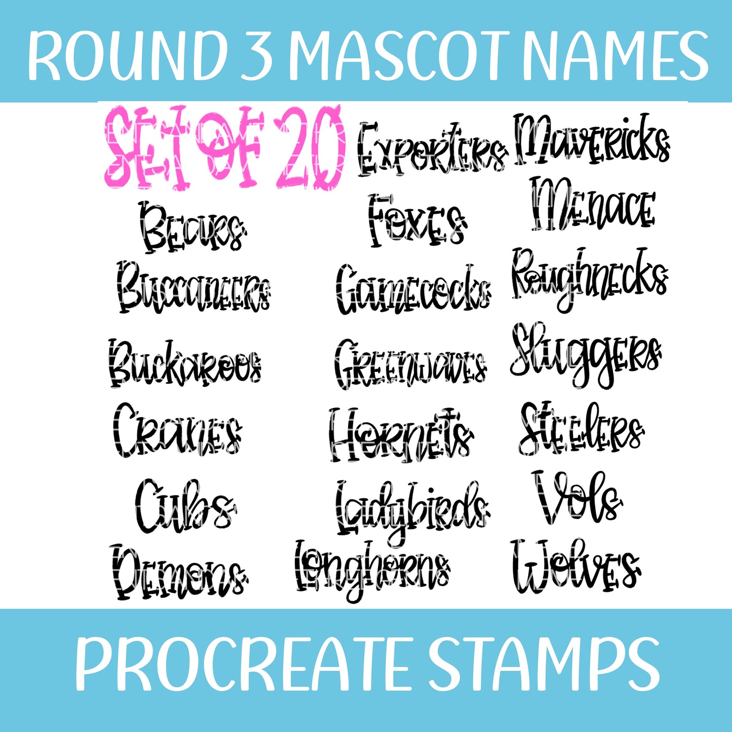 ROUND 3 MASCOT STAMPS FOR PROCREATE