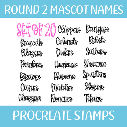 ROUND 2 MASCOT STAMPS FOR PROCREATE