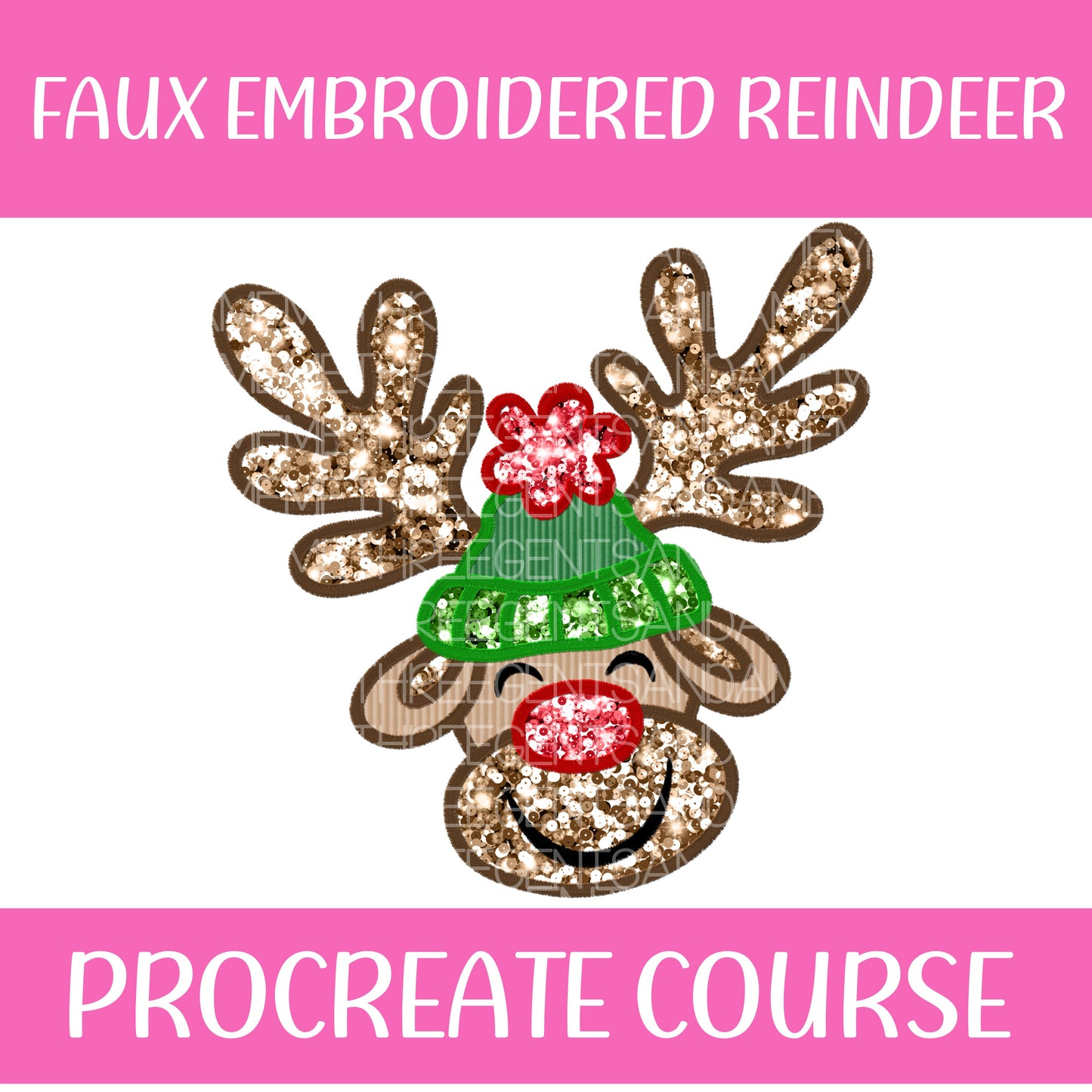 FAUX EMBROIDERED REINDEER PROCREATE COURSE