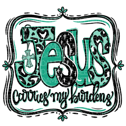 JESUS CARRIES MY BURDENS PNG DESIGN