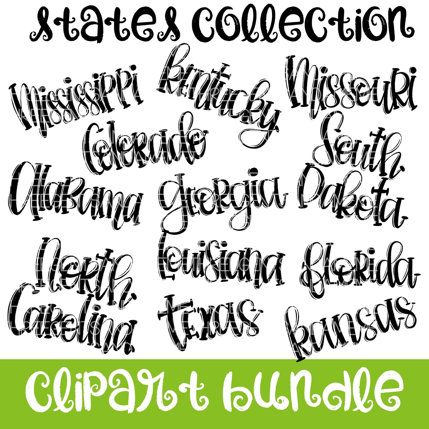 STATE NAMES CLIPART COLLECTION