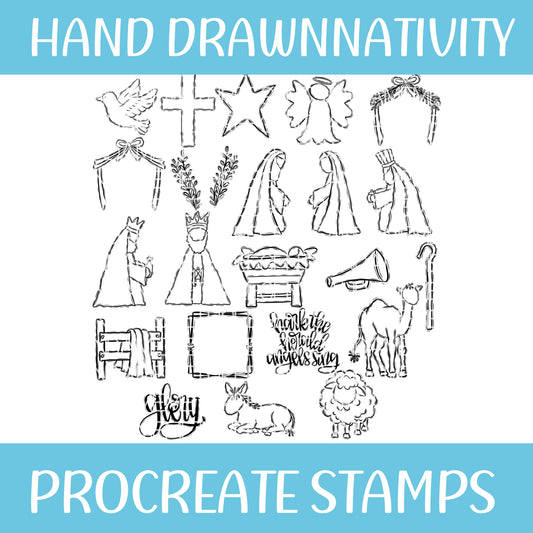 HAND DRAWN NATIVITY PROCREATE STAMP SET